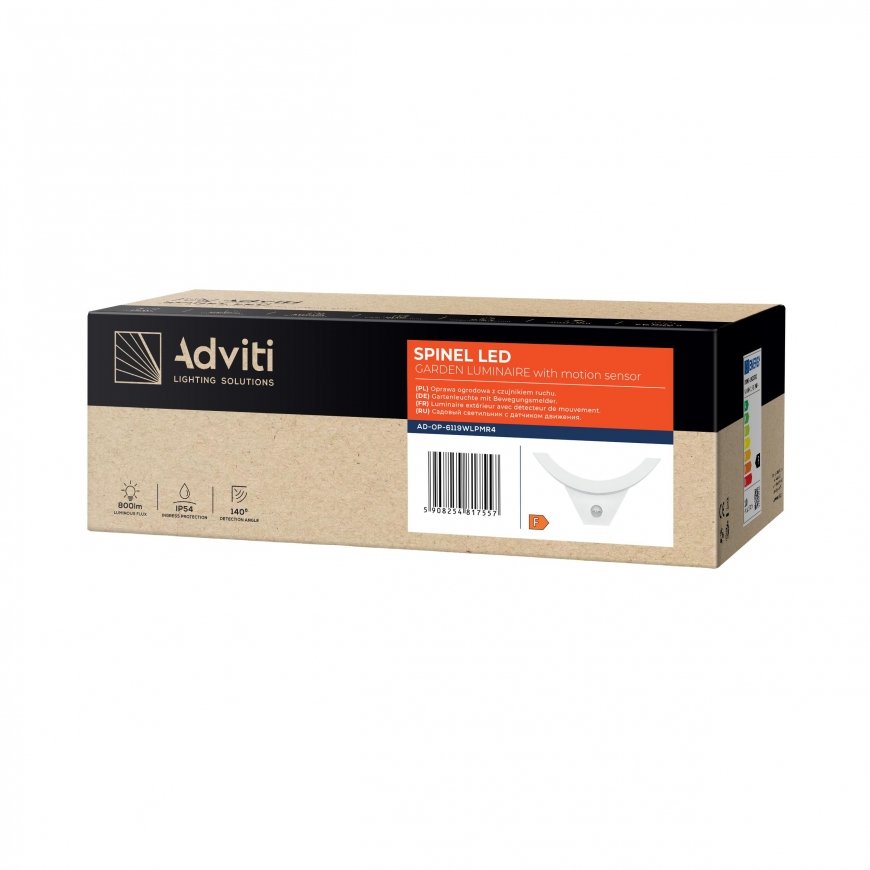 Sieninis šviestuvas Kinkiet Orno SPINEL LED 10W, oprawa ogrodowa su judesio jutikliu 140, 800lm, IP54, 4000K, IK10, balta,AD-OP- – 3
