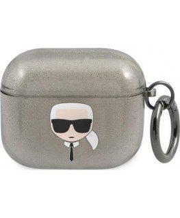 Headphones Karl Lagerfeld KLA3UKHGK AirPods 3 cover black/black Glitter Karl's Head