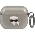 Ausinės Karl Lagerfeld KLA3UKHGK AirPods 3 cover juoda/juodas Glitter Karl`s Head