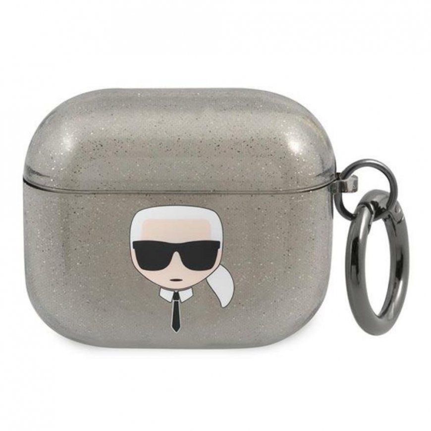Ausinės Karl Lagerfeld KLA3UKHGK AirPods 3 cover juoda/juodas Glitter Karl`s Head – 2