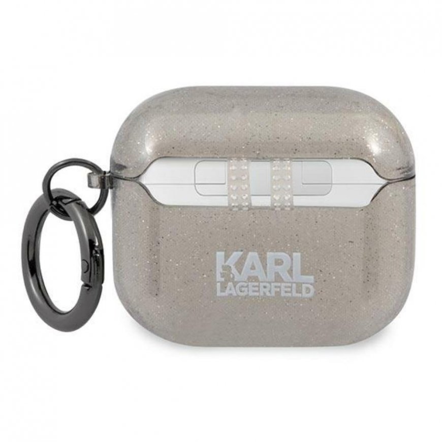 Ausinės Karl Lagerfeld KLA3UKHGK AirPods 3 cover juoda/juodas Glitter Karl`s Head – 3