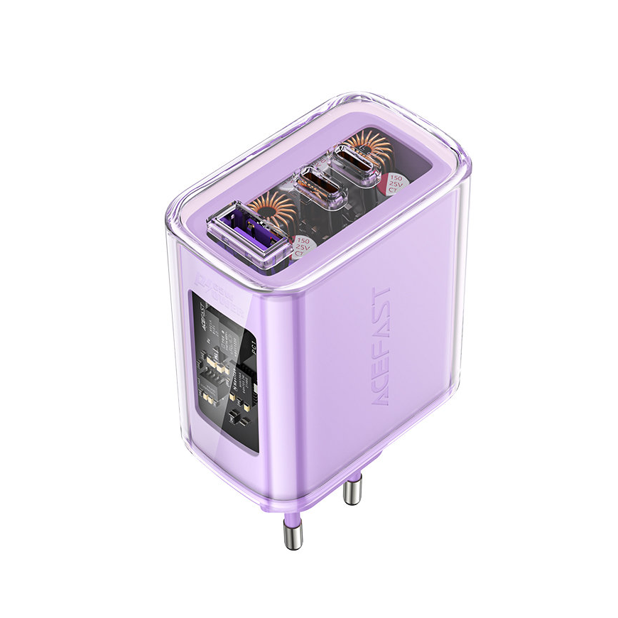Sieninis įkroviklis Acefast A45, 2x USB-C, 1xUSB-A, 65W PD (violetinė) – 2