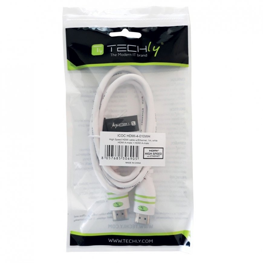 Techly 5m High Speed HDMI Cable with Ethernet A/A M/M White ICOC HDMI-4-050WH – 2