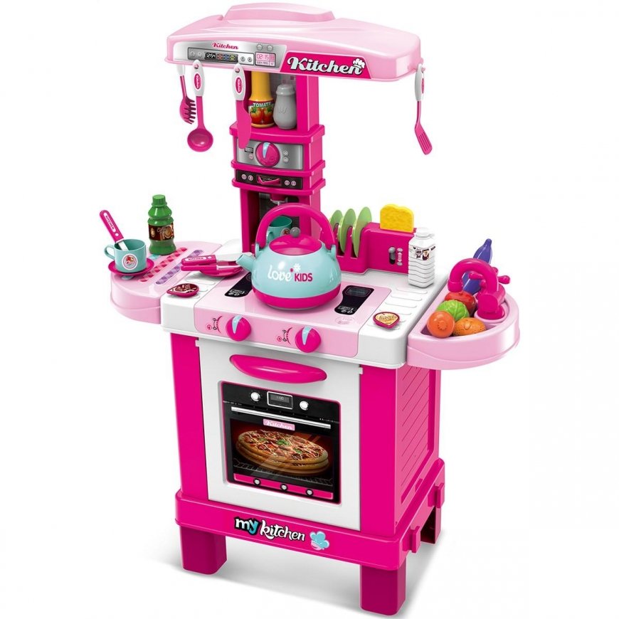 Enero Toys Virtuvė DLA DZIECI 32 ELEMENTY RÓŻOWA 64x29x87CM
