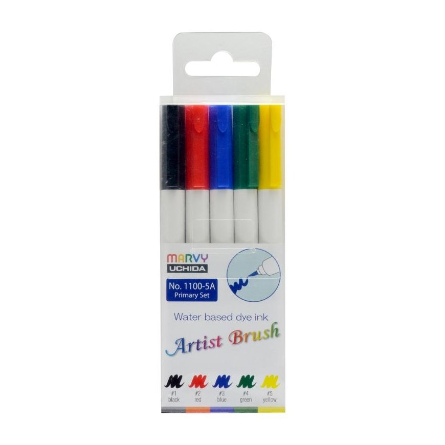 Marvy Uchida MARVY markers with a brush tip Artist Primary, 5 pcs.