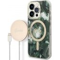 Guess set case + charger for iPhone 14 Pro Max 6.7" GUBPP14XHJEACSA green hard case Jungle MagSafe