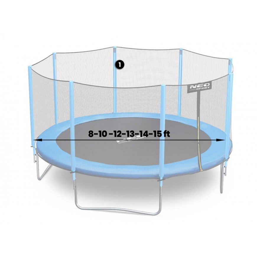 Trampoline top bar with outer net 8-15 ft, blue, Neo-Sport – 3
