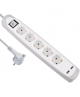 Electraline 62159 Удлинитель 5P 2xUSB 2m