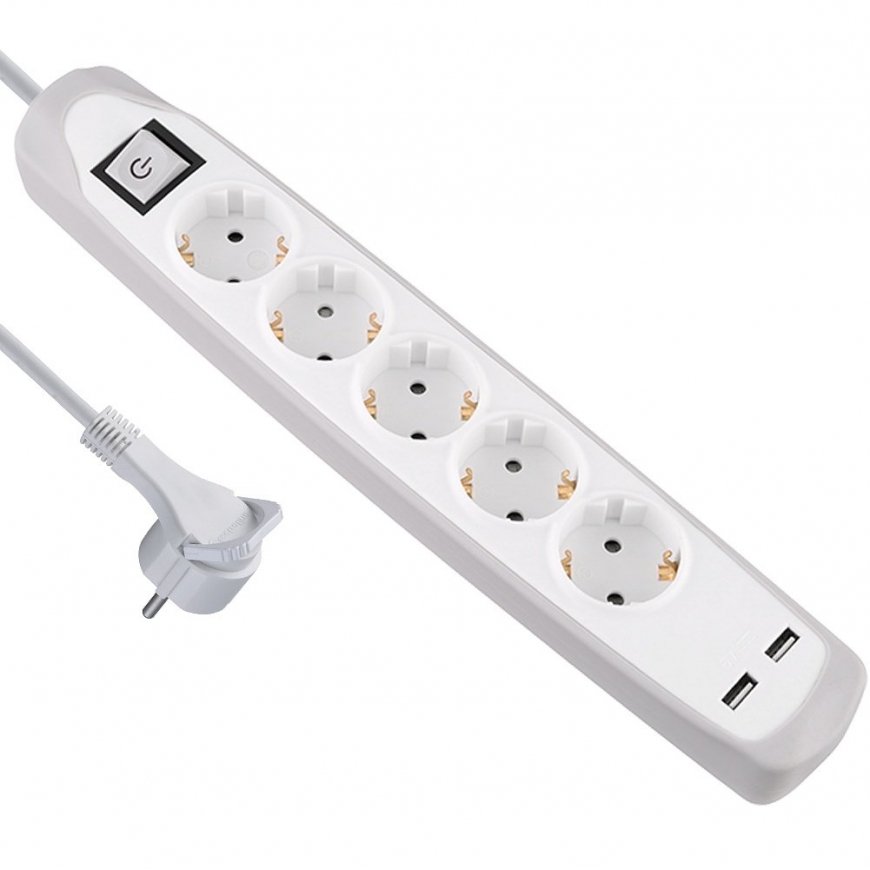 Electraline 62159 Pagarinātājs 5 Ligzdas 2xUSB