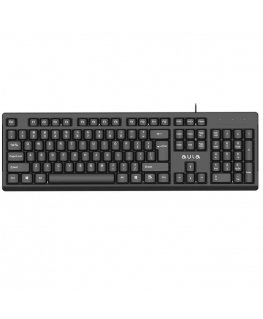 Aula AK205 Ergonomic Silent Click PC Keyboard 104 buttons EN / RUS layout 1.5m USB Cable Black