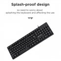 Aula AK205 Ergonomic Silent Click PC Klaviatūra 104 buttons EN / RUS išdėstymas 1.5m USB Cable Juodas Aula AK205 Ergonomic Silent Click PC Klaviatūra 104 buttons EN / RUS išdėstymas 1.5m USB Cable Juodas