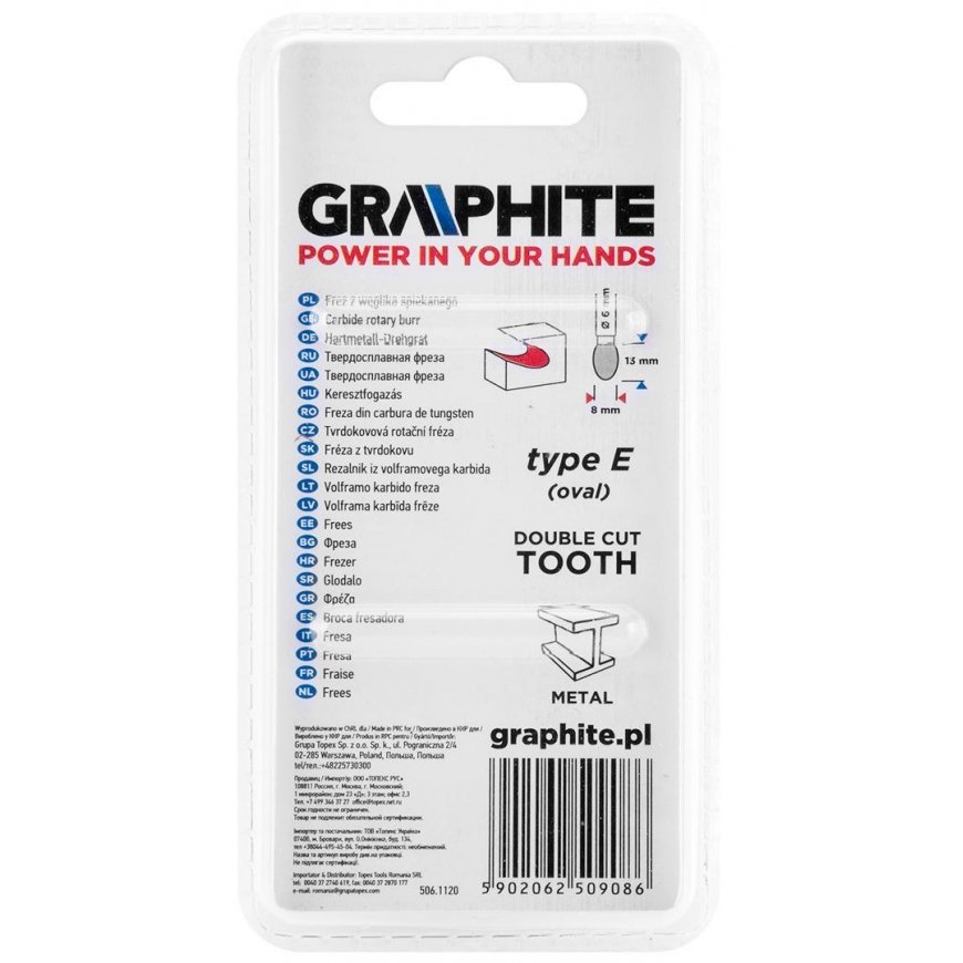 Graphite Grafitas HM METALO FREŽAS E TIPO (OVALUS) 8 X 13 MM BOTAS 6 X 45 MM 55H364 GRAFITAS – 4