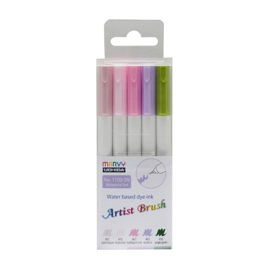 Marvy Uchida MARVY felt-tip pens with a brush tip Artist Botanical, 5 pcs.