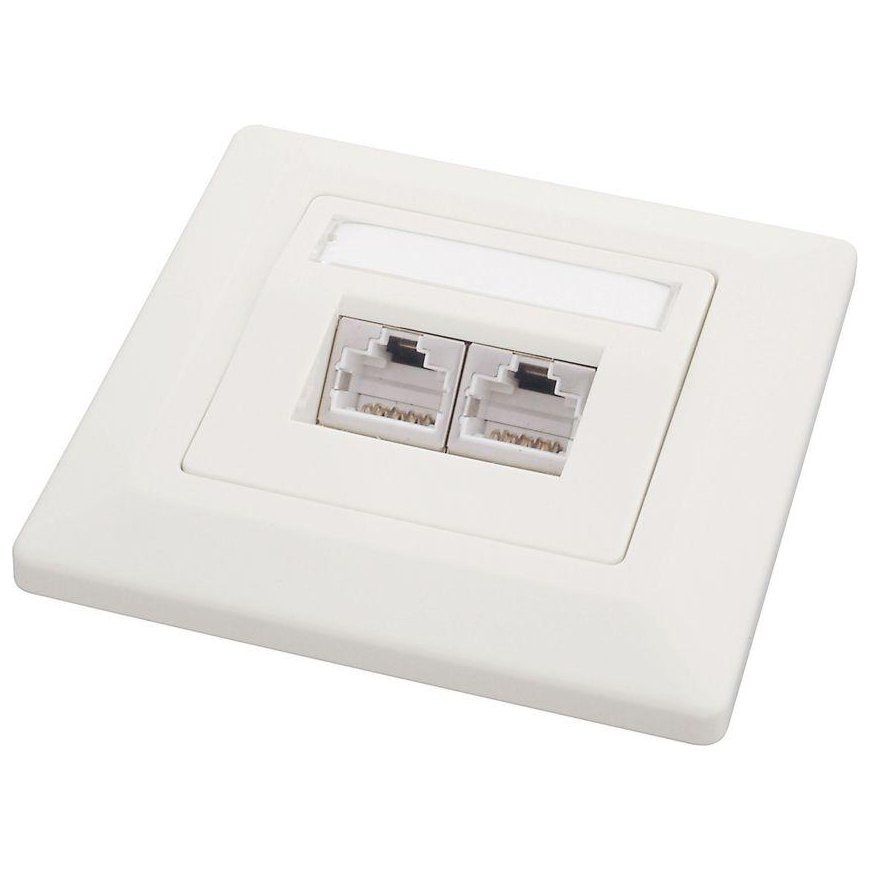 Solarix lizdas 2 x CAT5e STP RJ45 įleidžiamas baltas