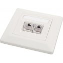 Solarix lizdas 2 x CAT5e STP RJ45 įleidžiamas baltas