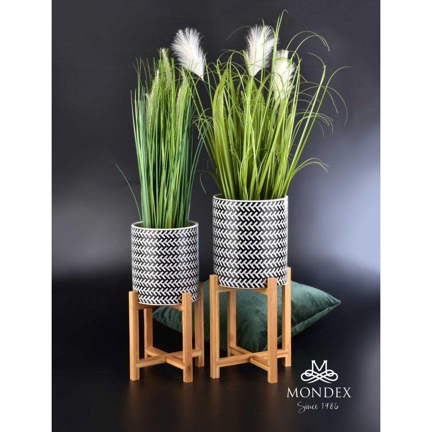 Mondex AVA pot on a stand 18xh20cm - black, white – 4