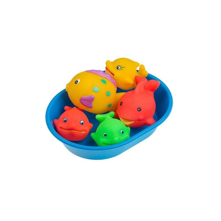Tullo vonios žaislas jūrų gyvūnai indelyje 5 vnt., 5-9 cm, 125