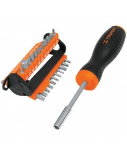 Screwdriver-bit holder with 33 pieces of Truper® bits
