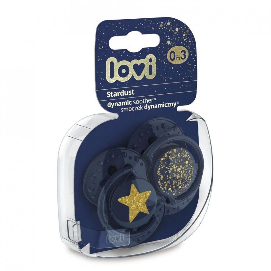 LOVI silicone dynamic pacifiers STARDUST, blue, 0-3 months, 2 pcs., 22/892_blue