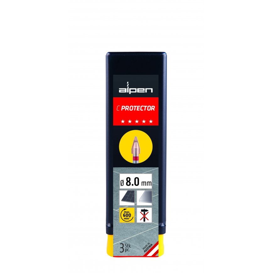 3 pcs in the set. drill bits for very hard ceramic, porcelain and glass tiles 8 mm C PROTECTOR ALPEN [2030300800100]