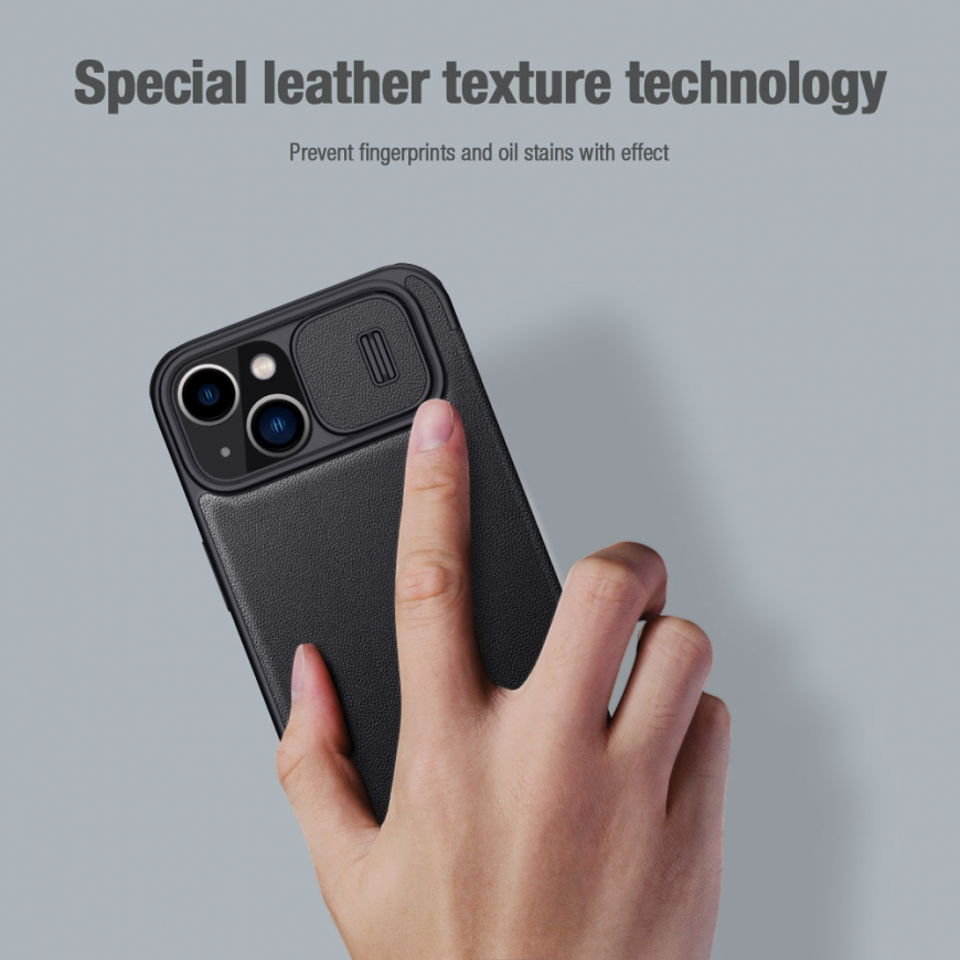 Nillkin Qin Cloth Pro dėklas, skirtas iPhone 14 Plus fotoaparato apsaugai. – 5