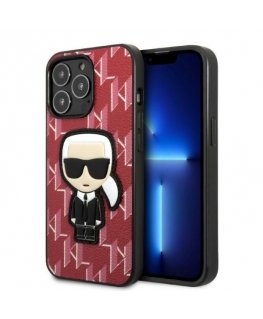 Karl Lagerfeld dėklas iPhone 13 Pro Max KLHCP13XPMNIKPI raudonas kietas dėklas Monogram Iconic Karl