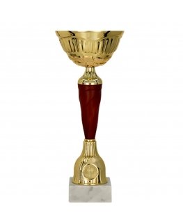 Detail Gold and burgundy metal cup