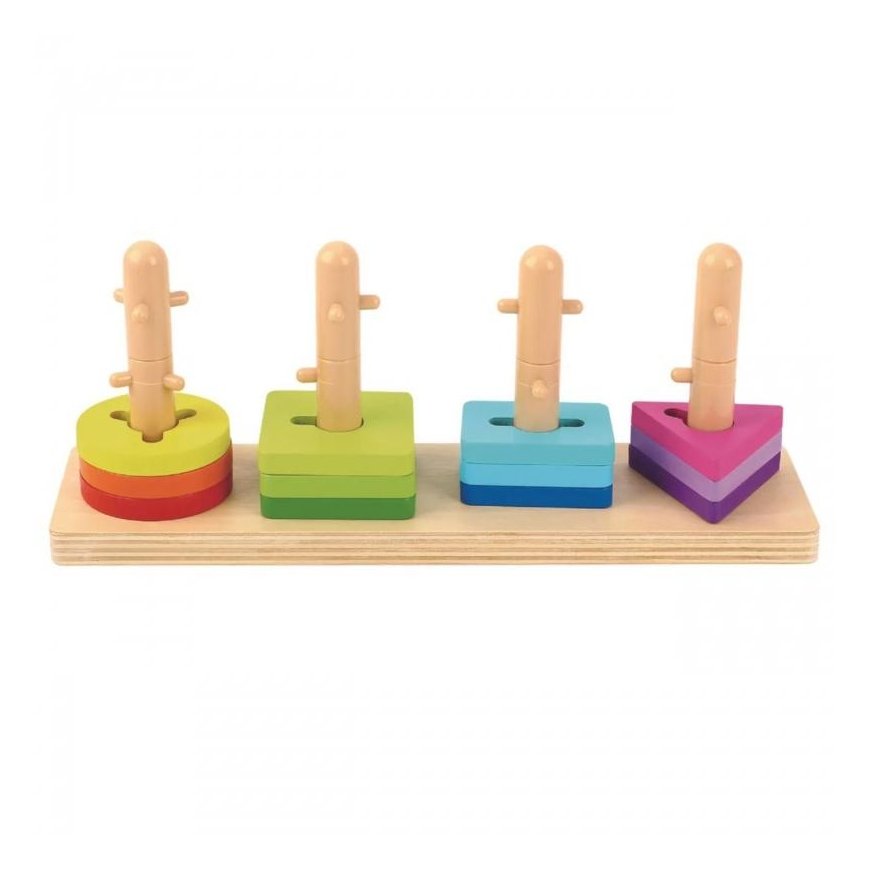 Tooky Toys TOOKY TOY Formų rūšiuotojas su spalvotais Montessori blokeliais