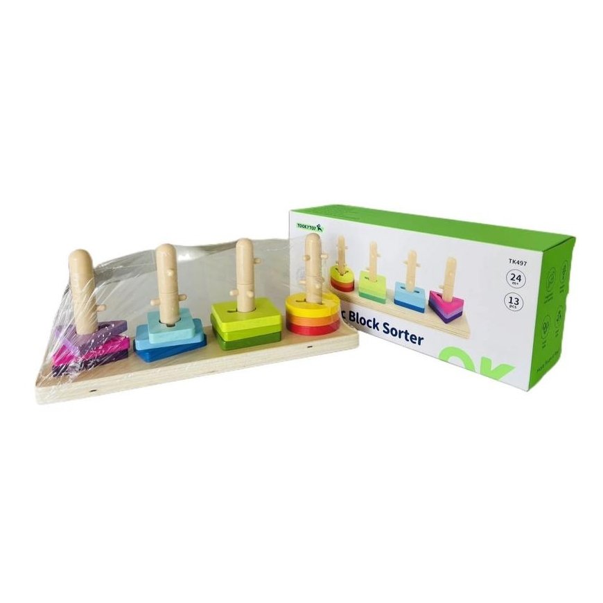 Tooky Toys TOOKY TOY Formų rūšiuotojas su spalvotais Montessori blokeliais – 2