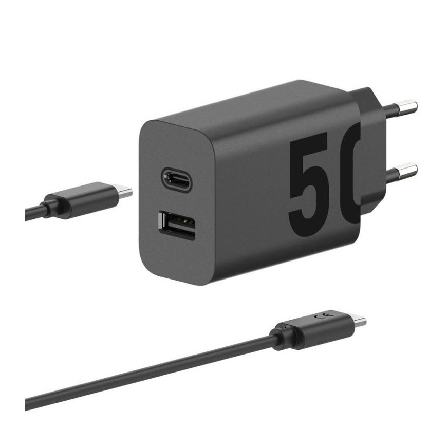 Motorola TurboPower Travel Charger 50W Duo USB-C + USB-A w| USB-C cable
