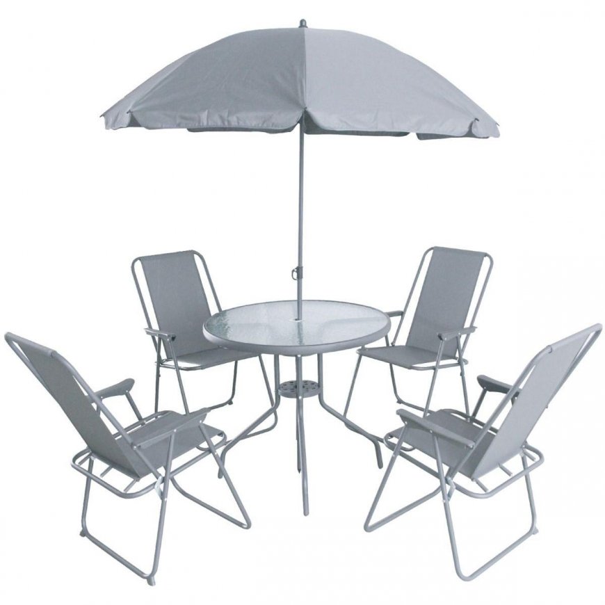 Saska Garden Garden furniture set, table, 4 chairs and dark gray umbrella