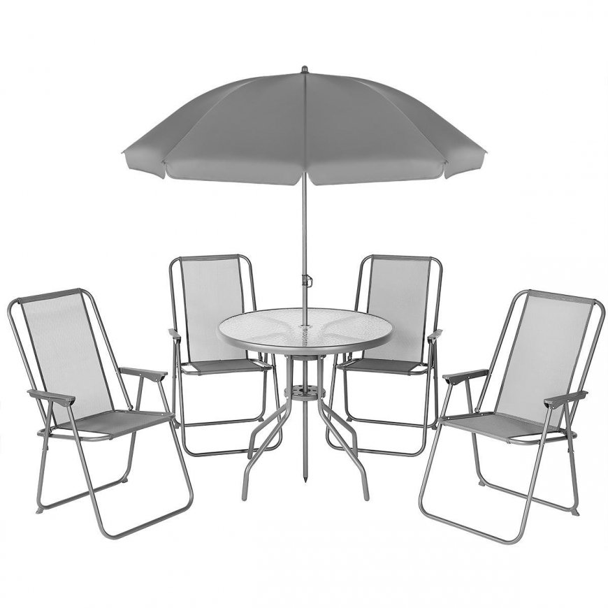 Saska Garden Garden furniture set, table, 4 chairs and dark gray umbrella – 3
