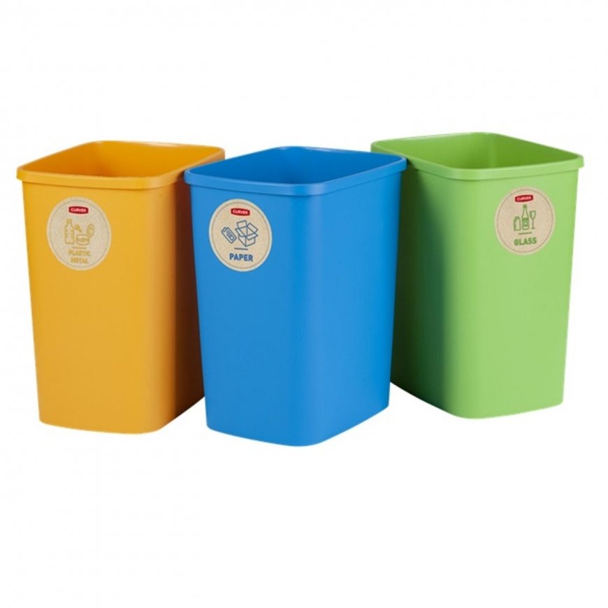 Curver Prügikasti set Deco Flip Bin, container, 3x10 l, blue/green/collane