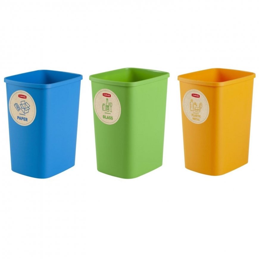 Curver Prügikasti set Deco Flip Bin, container, 3x10 l, blue/green/collane – 2