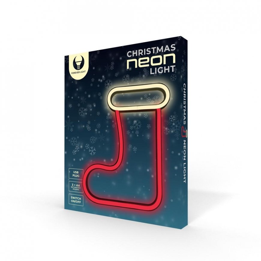 Forever Neon LED CHRISTMAS SOCK white