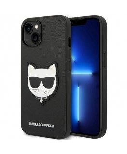 Karl Lagerfeld KLHCP14MSAPCHK iPhone 14 Plus 6.7" Hard Case Black / Judas Saffiano Choupette Head Patch