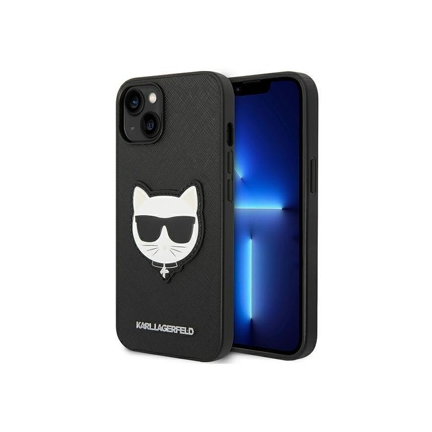 Karl Lagerfeld KLHCP14MSAPCHK iPhone 14 Plus 6.7" Hard Case Black / Judas Saffiano Choupette Head Patch