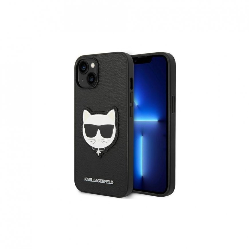 Karl Lagerfeld KLHCP14MSAPCHK iPhone 14 Plus 6.7" Hard Case Black / Judas Saffiano Choupette Head Patch – 3