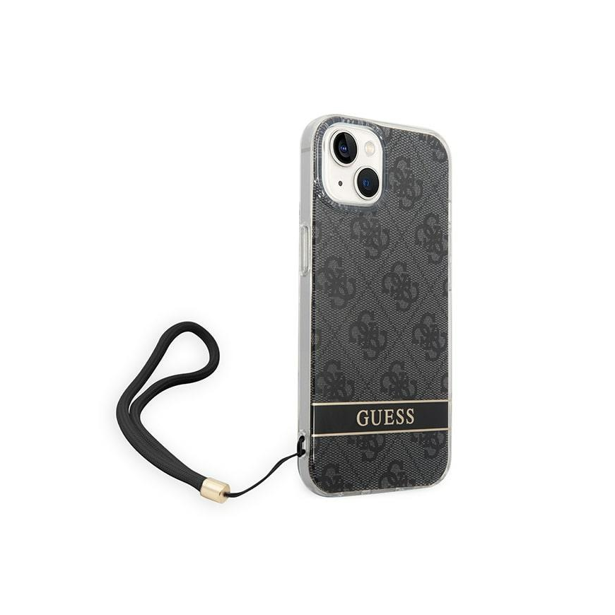 Case Guess GUOHCP14MH4STK iPhone 14 Plus 6.7 inch Black / Black Hard Case 4G Printing Strap – 4