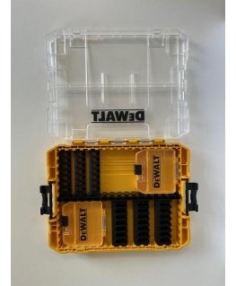 DEWALT vidutinio kietumo dėklas+ [DT70803-QZ] su 2 mažomis didelės talpos laikymo dėžėmis ir 6 antgalių laikikliais