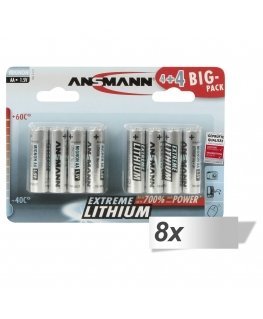 8x 4+4 Ansmann Extreme Lithium AA Mignon LR 6 Big Pack