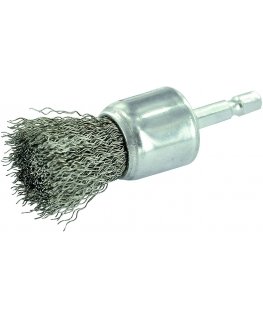 Wire brush for dampness Tivoli, wavy wire INOX, 0.3mm, Ø24mm, handle 1/4" HEX