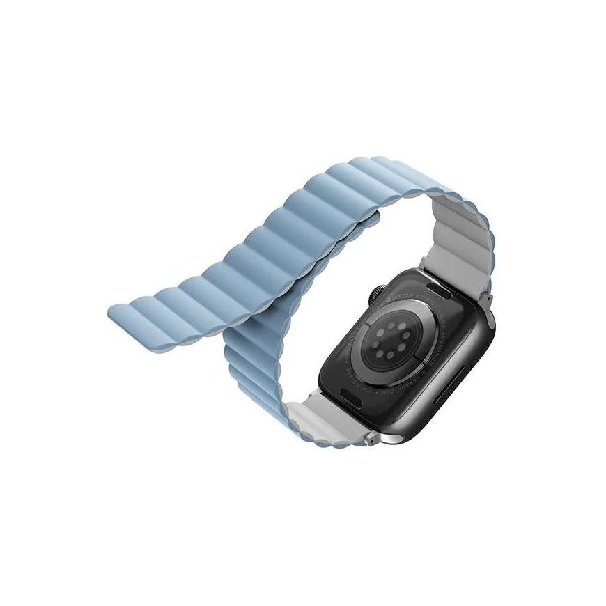 UNIQ strap Revix Apple Watch Series 4/5/6/7 / SE 42/44 / 45mm. Reversible, Magnetic, white and blue