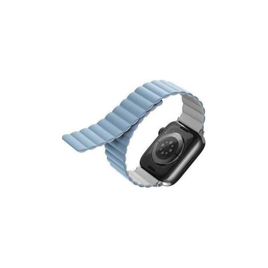 UNIQ strap Revix Apple Watch Series 4/5/6/7 / SE 42/44 / 45mm. Reversible, Magnetic, white and blue – 3