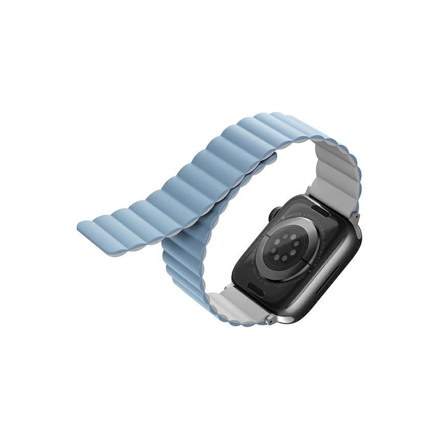 UNIQ strap Revix Apple Watch Series 4/5/6/7 / SE 42/44 / 45mm. Reversible, Magnetic, white and blue – 4