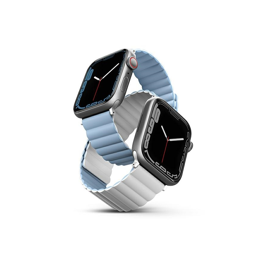 UNIQ dirželis Revix Apple Watch Series 4/5/6/7 / SE 42/44 / 45mm. Apverčiamas, Magnetinis, baltai mėlynos spalvos – 5