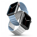 UNIQ dirželis Revix Apple Watch Series 4/5/6/7 / SE 42/44 / 45mm. Apverčiamas, Magnetinis, baltai mėlynos spalvos UNIQ dirželis Revix Apple Watch Series 4/5/6/7 / SE 42/44 / 45mm. Apverčiamas, Magnetinis, baltai mėlynos spalvos