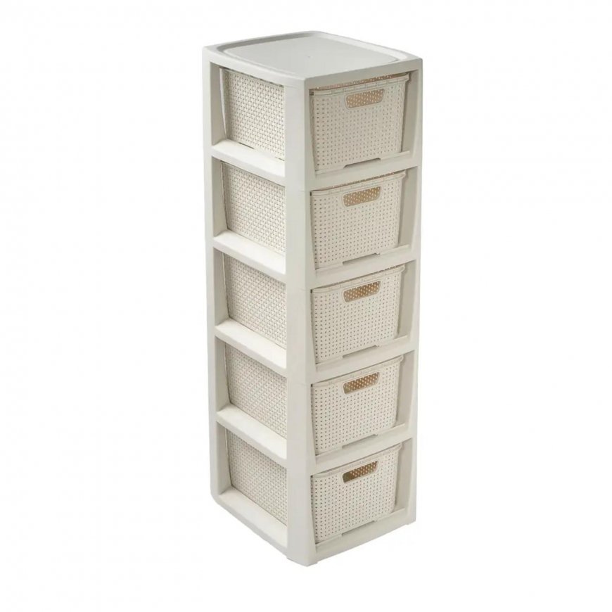 Bookcase with 5 baskets BranQ antique white