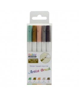 Marvy Uchida MARVY felt-tip pens with a brush tip Artist Earth, 5 pcs.
