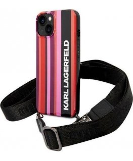 Karl Lagerfeld KLHCP14SSSTTP iPhone 14 6.1" Hard Case Pink/Rose Color Stripe Strap